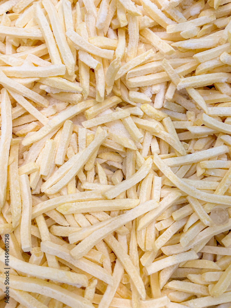 close up view of frozen french fries background close up view of frozen french fries background