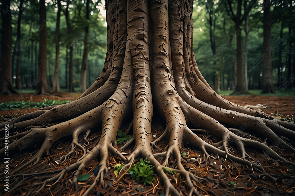 tree with roots shaped like veins, symbolizing life's connectio tree with roots shaped like veins, symbolizing life's connectio