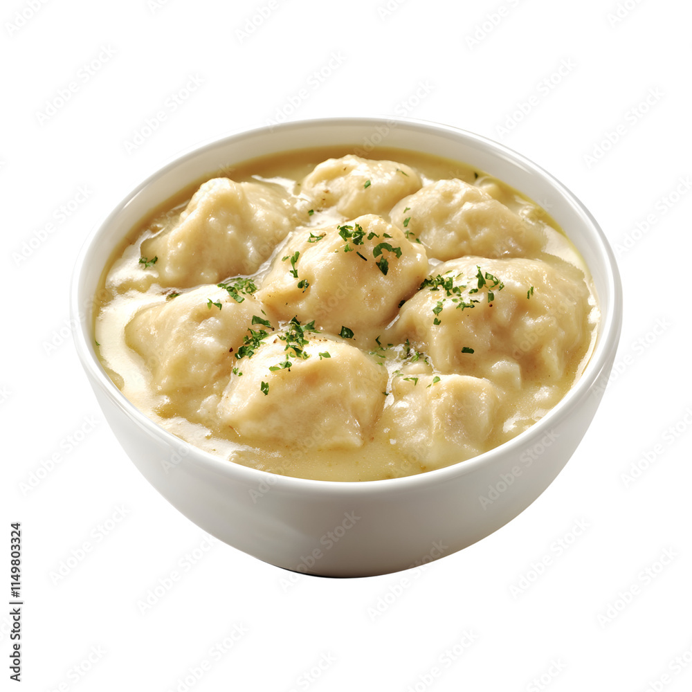 Palatable Chicken and dumplings isolated on transparent background Palatable Chicken and dumplings isolated on transparent background