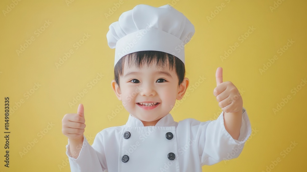Smiling Child Chef Giving Thumbs Up Smiling Child Chef Giving Thumbs Up