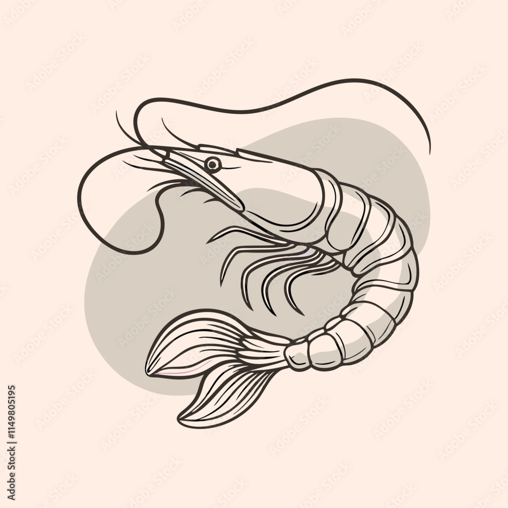 Fototapeta premium a black and white line drawing of a shrimp