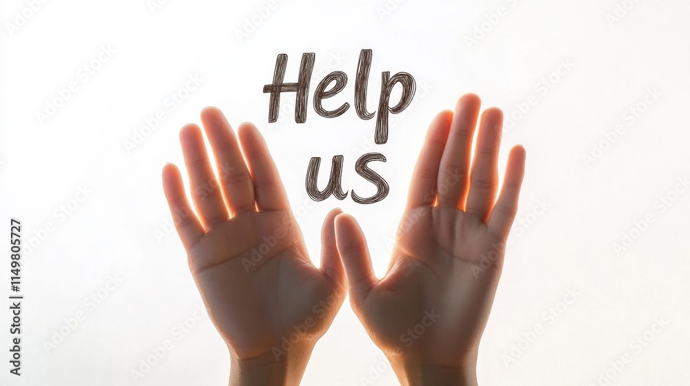 Touching Appeal for Help with Open Hands Touching Appeal for Help with Open Hands