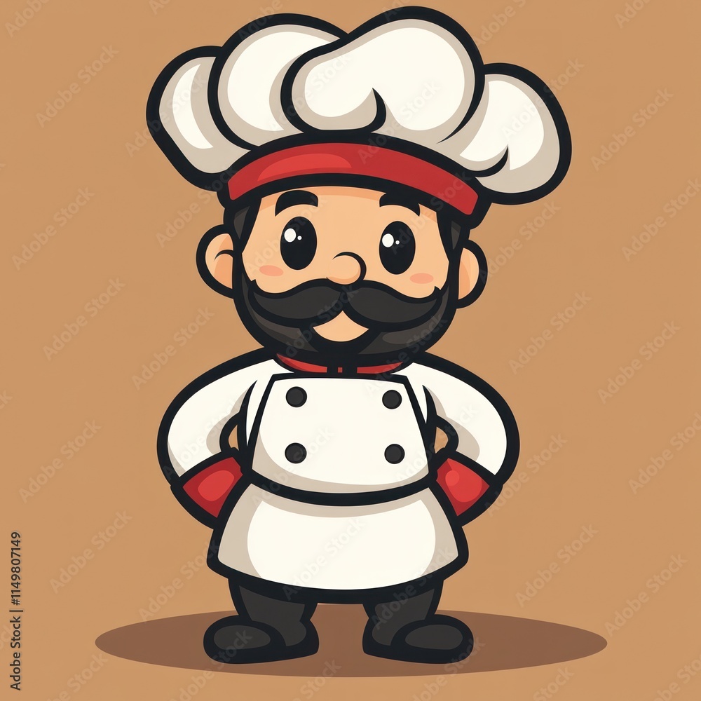 A Cartoon Chef Character Stands Proudly Wearing His Uniform A Cartoon Chef Character Stands Proudly Wearing His Uniform