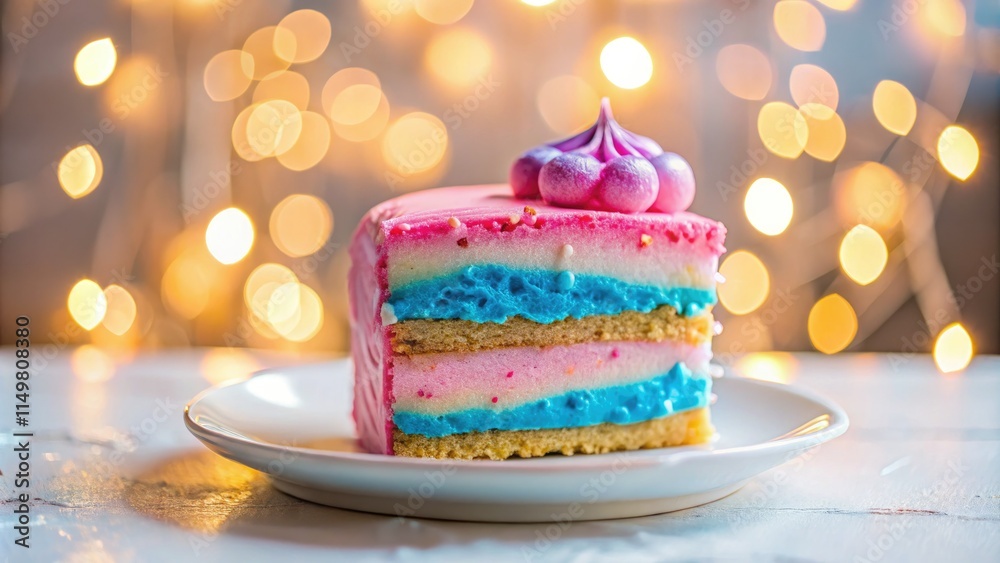 Blurred pastel hues embrace a delectable cake, showcasing its tempting texture.