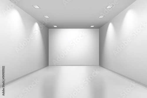 Wallpaper Mural large, empty room with white walls and a white floor. The room is illuminated by several overhead lights, creating a bright and sterile atmosphere Torontodigital.ca