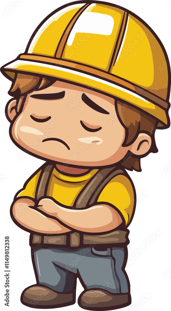Tired employee worker mascot style vector on white Tired employee worker mascot style vector on white