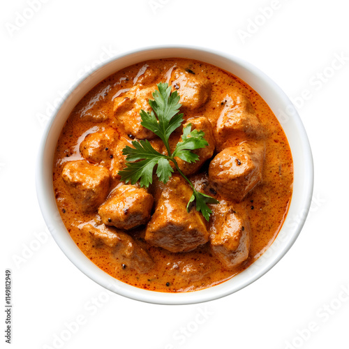 Delicious Chicken tikka masala isolated on transparent background