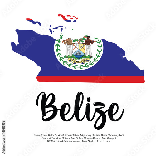 Vector Belize flag or map banner Belize flag with white background Vector illustration design Belize independence day banner design  photo