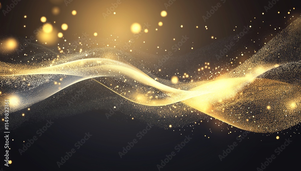 Obraz premium Gold Glitter and Confetti Celebration Vector Illustration for Christmas Festivity, Festive Background with Sparkling Elements