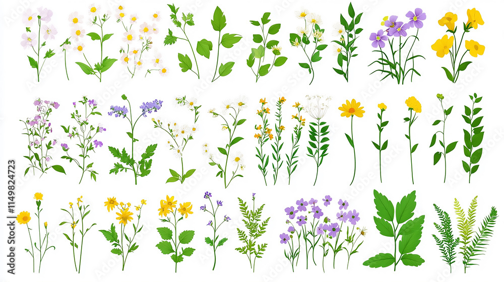 This versatile image can be used for a variety of purposes Set of watercolor wildflowers painting isolated on clear png background and transparent background This versatile image can be used for a variety of purposes Set of watercolor wildflowers painting isolated on clear png background and transparent background