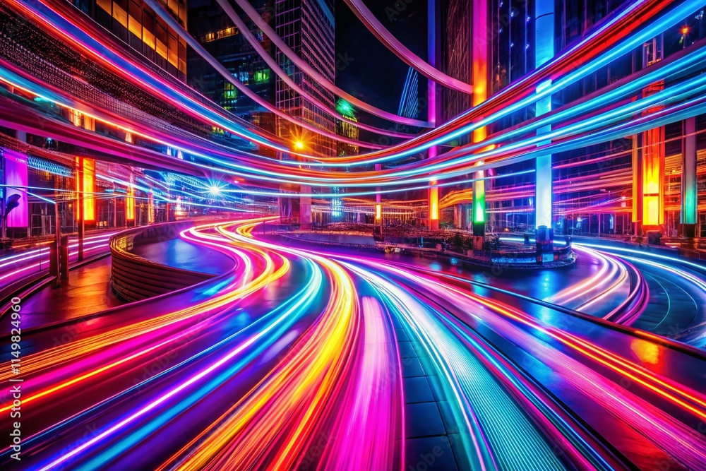 Ultra HD Neon Abstract Motion, Glowing Lines, Dynamic Light Trails, Kinetic Art, Abstract Background
