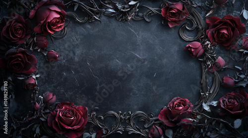 gothic frame border background with roses