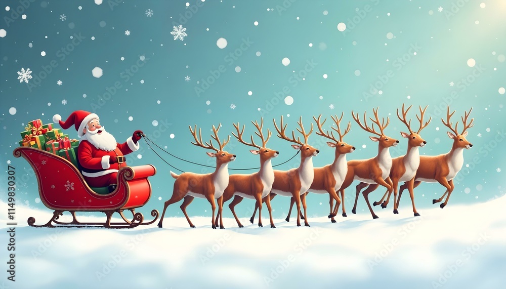 Fototapeta premium santa claus and reindeer