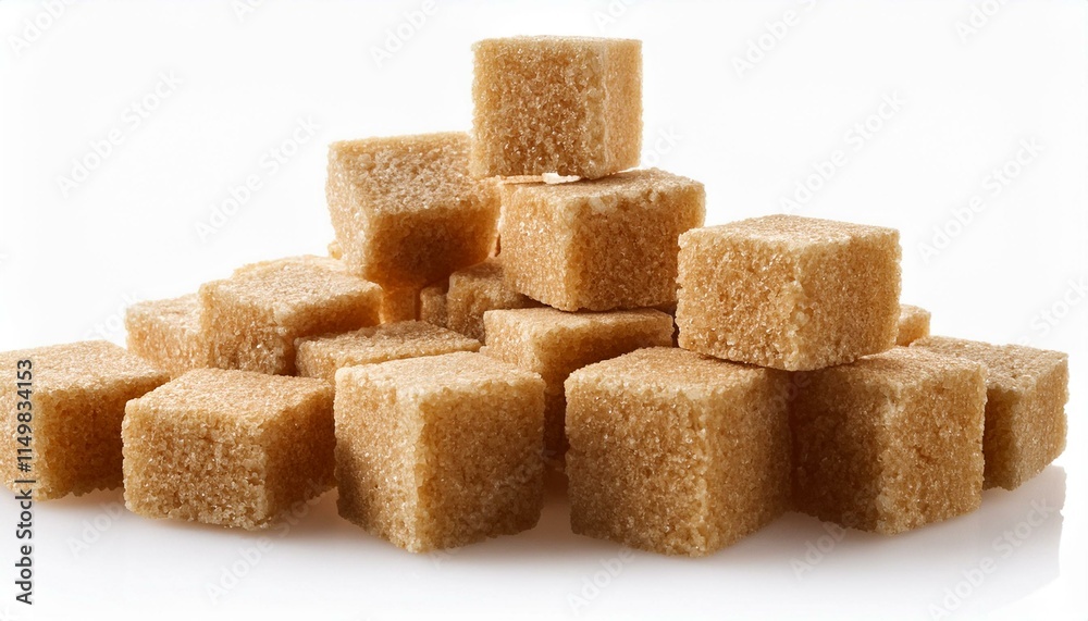 brown cane cubes - brown sugar cubes isolated white background brown cane cubes - brown sugar cubes isolated white background