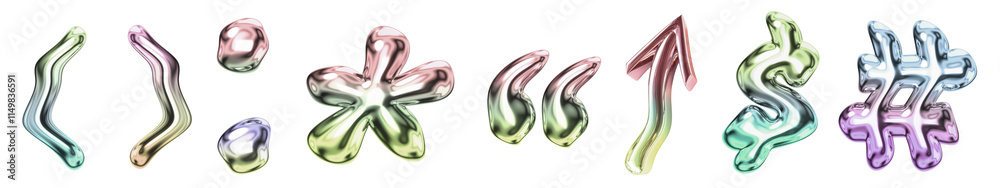 3D holographic design png cut out element set, transparent background 3D holographic design png cut out element set, transparent background
