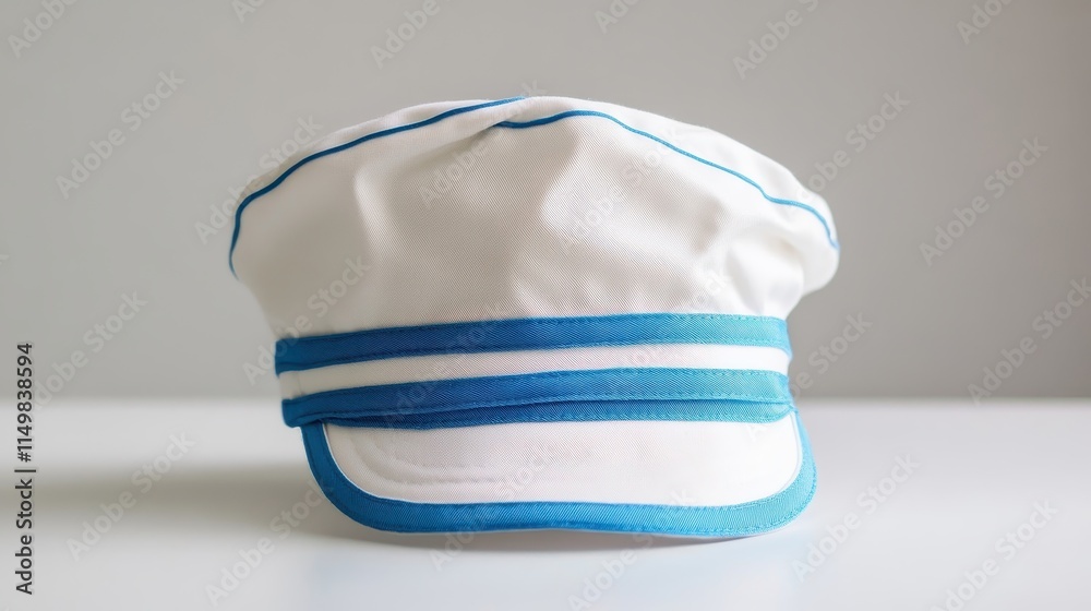 Classic White and Blue Cap on a Simple Background Classic White and Blue Cap on a Simple Background