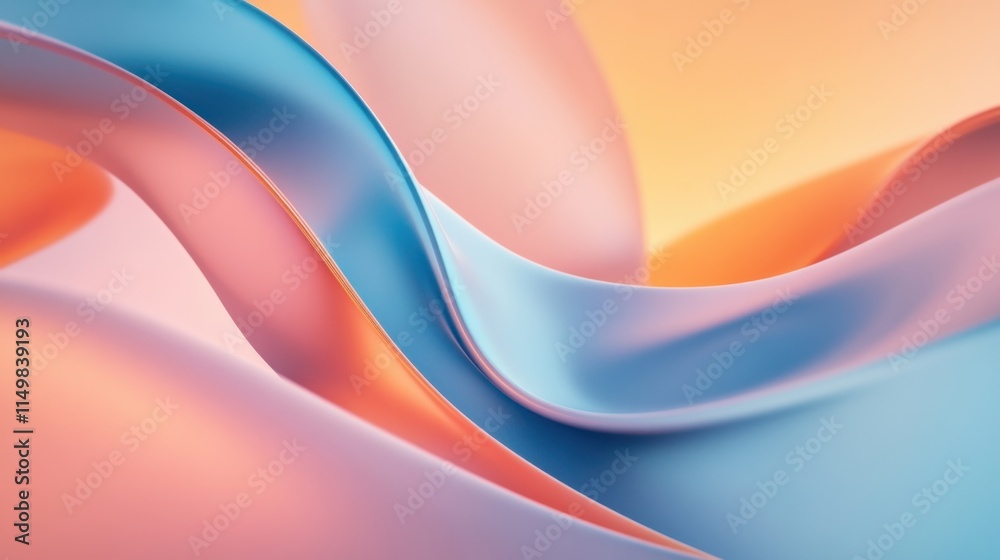 Naklejka premium Abstract Pastel Waves: Serene Digital Art of Flowing Hues and Gentle Curves