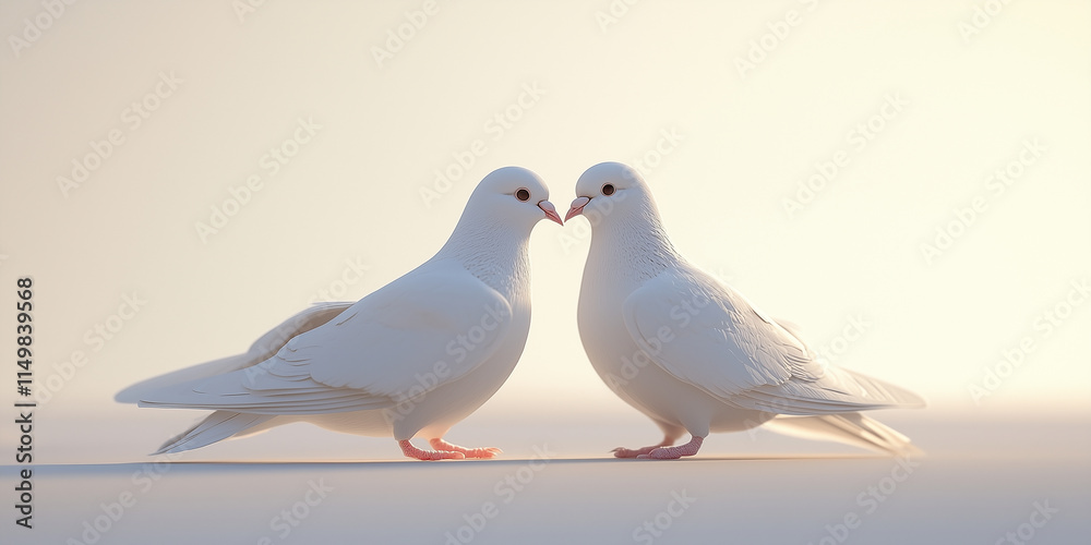 Fototapeta premium A couple of white dove love symbol