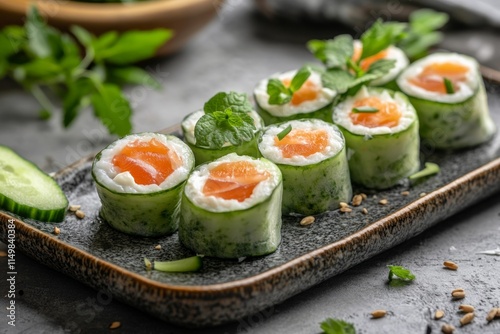 Wallpaper Mural Fresh Cucumber Salmon Rolls Torontodigital.ca
