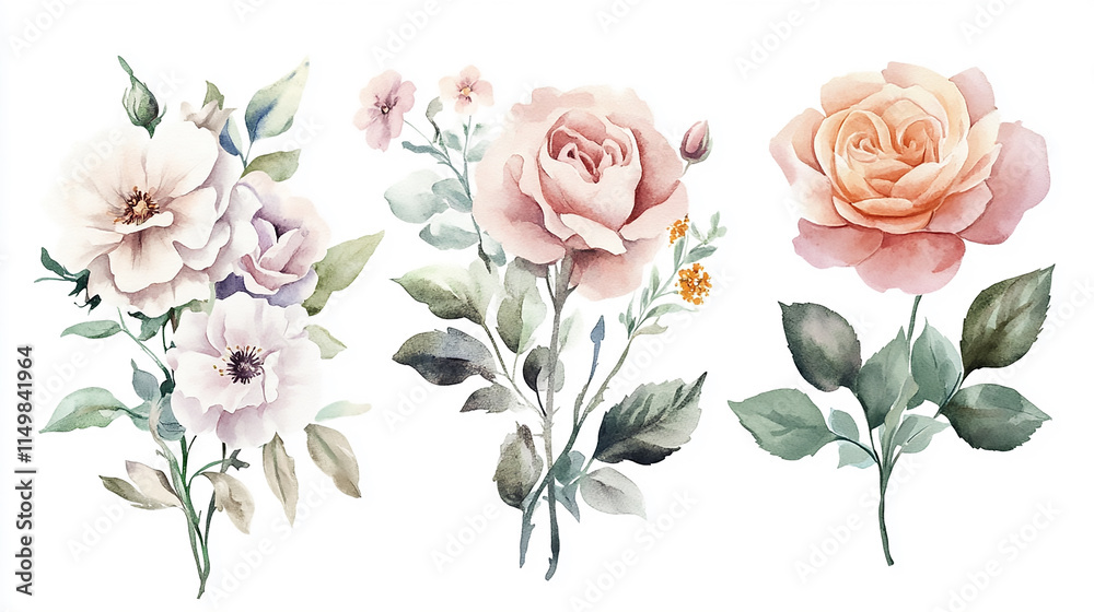 A beautiful arrangement of different colored roses on a pristine white background. Perfect for adding a touch of elegance and romance set of red rose flowers isolated
A beautiful arrangement of different colored roses on a pristine white background. Perfect for adding a touch of elegance and romance set of red rose flowers isolated