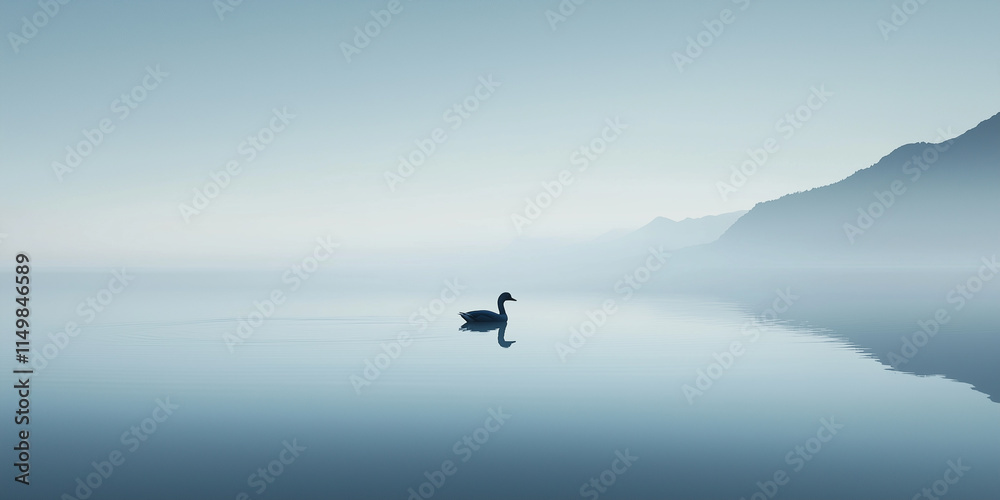 Fototapeta premium A single duck alone in the lake