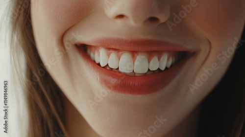 Woman with a big smile on her face. Her teeth are white and she is showing them off