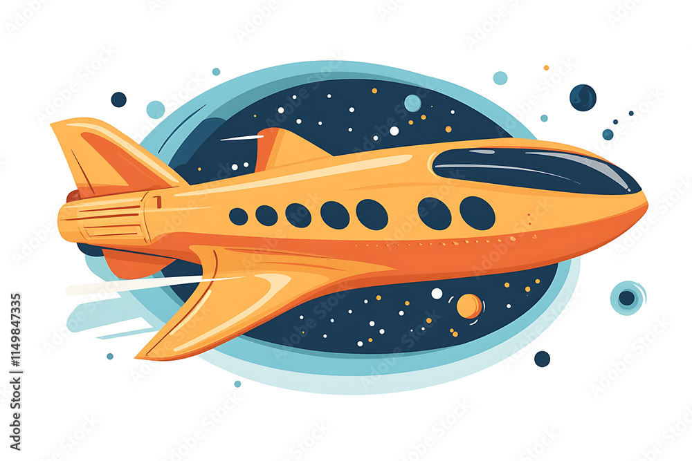 Obraz premium A futuristic concept of an interplanetary taxi transporting passengers from Earth to Mars, featuring sleek spacecraft designs and a vibrant cosmic background.