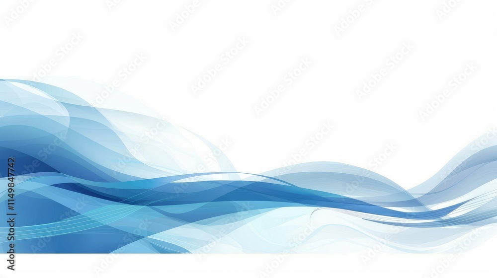 Fototapeta premium Abstract blue wave design with smooth, flowing lines for backgrounds or graphics.