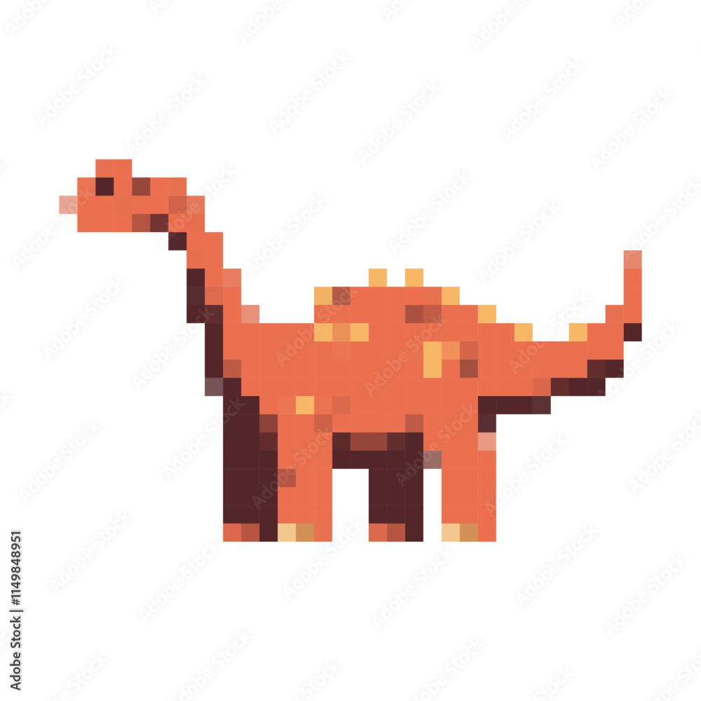 Pixelated diplodocus vector cartoon dinosaur illustration isolated on background. Pixelated diplodocus vector cartoon dinosaur illustration isolated on background.