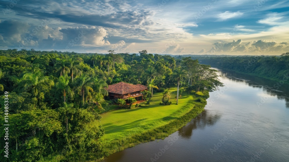 Fototapeta premium Jungle Lodge by the River