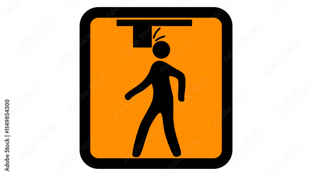 Mind your head sign , black and yellow isolated silhouette