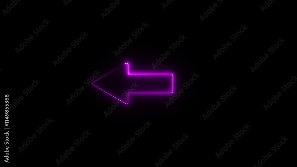 glowing neon Abstract beautiful neon arrow icon animation black background . glowing neon Abstract beautiful neon arrow icon animation black background .