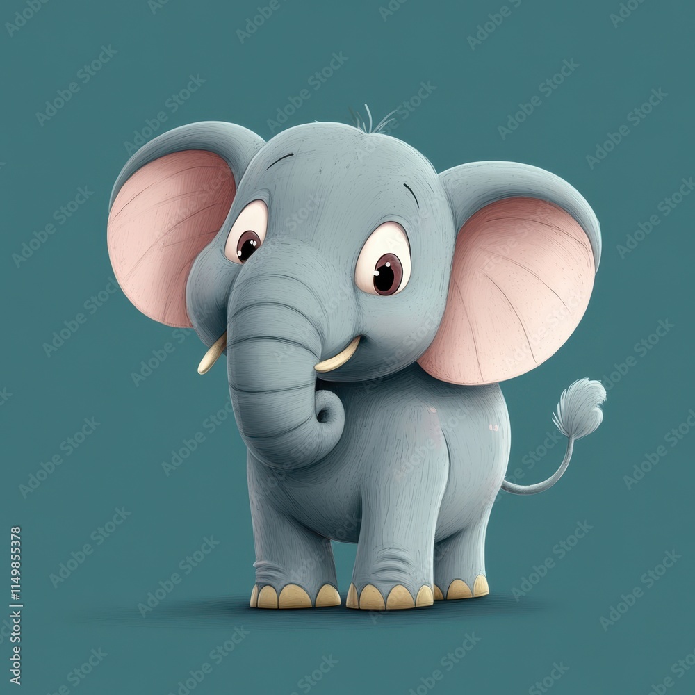 Adorable Baby Elephant Cartoon Illustration Adorable Baby Elephant Cartoon Illustration