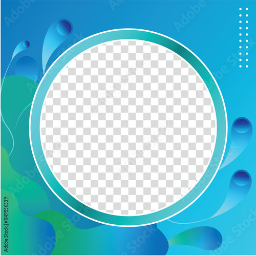 Twibbon Modern Blue Abstract Frame With Transparent Center for Creative Uses