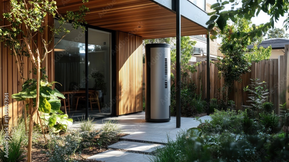 Obraz premium Modern Backyard with a Sleek Outdoor Unit