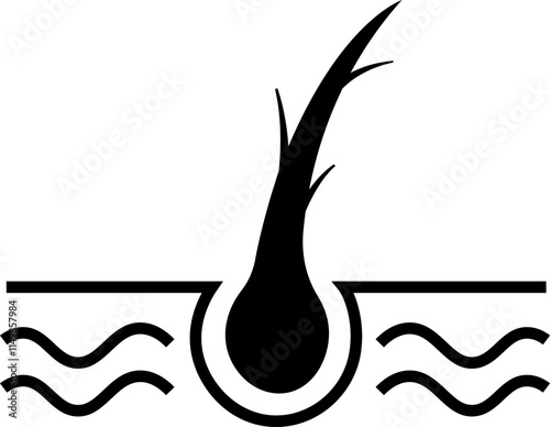 Hair follicle cosmetic line and flat icon. Vector include skincare frizzy repair revitalizing scalp dandruff follicle outline pictogram for trichology isolated on transparent background