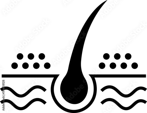 Hair follicle cosmetic line and flat icon. Vector include skincare frizzy repair revitalizing scalp dandruff follicle outline pictogram for trichology isolated on transparent background