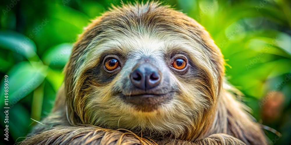 Naklejka premium Close-Up Sloth Portrait: Adorable Wildlife Photography