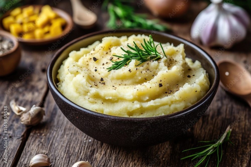 Mashed Potatoes with Gravy: Homemade Organic Dinner with Creamy Sauce Mashed Potatoes with Gravy: Homemade Organic Dinner with Creamy Sauce