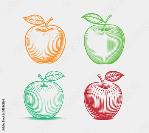 Apple Line art silhouette