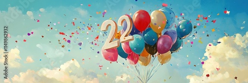 Colorful Balloons Celebrate Twenty Two Years photo