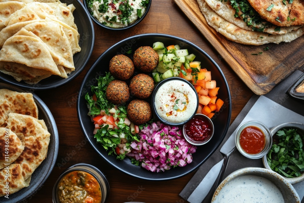 Mediterranean Falafel Bowl with Fresh Vegetables Mediterranean Falafel Bowl with Fresh Vegetables