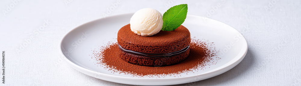 Decadent cho te dessert with creamy ice cream and mint garnish Decadent cho te dessert with creamy ice cream and mint garnish