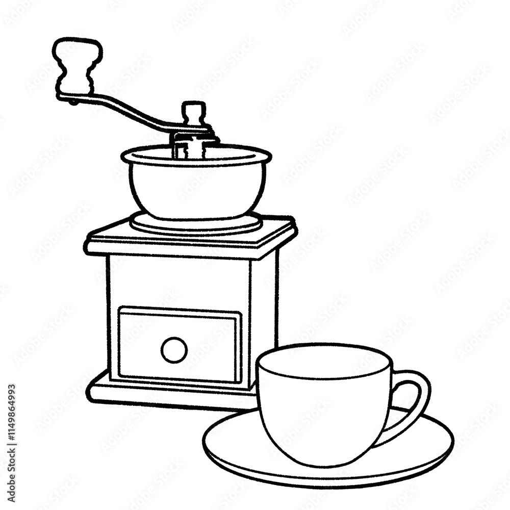 コーヒーミルとコーヒーカップ コーヒーミルとコーヒーカップ