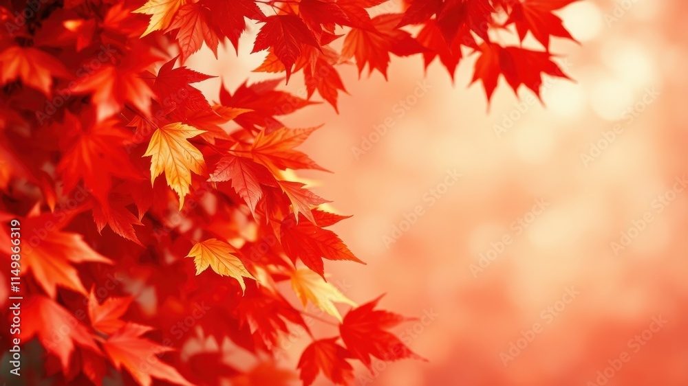 Autumnal foliage, vibrant red maple leaves, soft-focus background, nature's artistry, seasonal beauty, fall colors, picturesque scene Autumnal foliage, vibrant red maple leaves, soft-focus background, nature's artistry, seasonal beauty, fall colors, picturesque scene