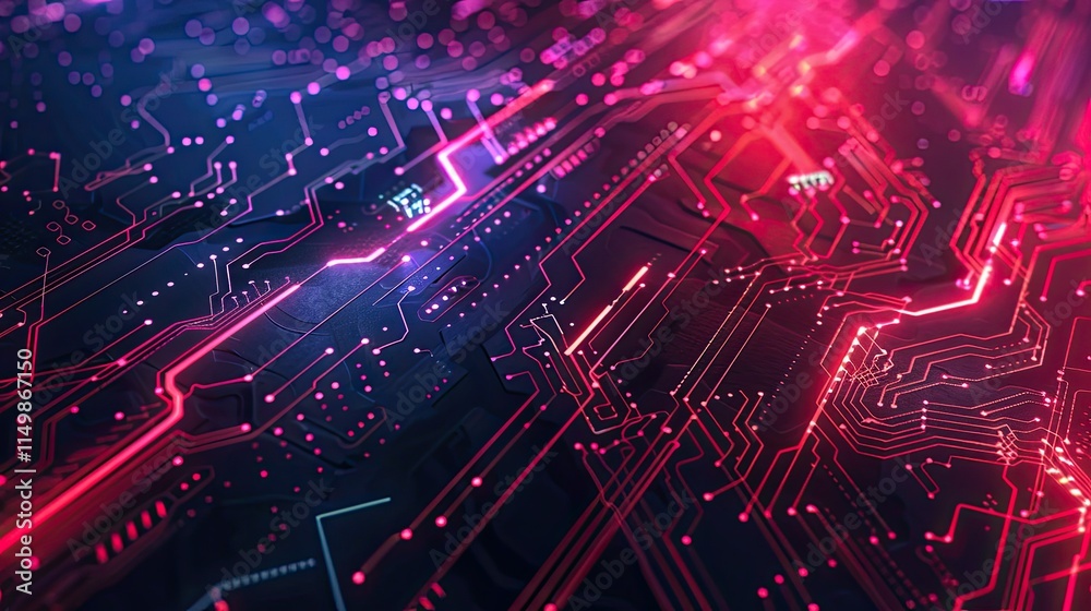 Abstract digital circuit design with vibrant colors and intricate patterns. Abstract digital circuit design with vibrant colors and intricate patterns.