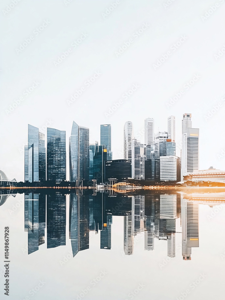 Obraz premium Cityscape reflection in calm water. (1)