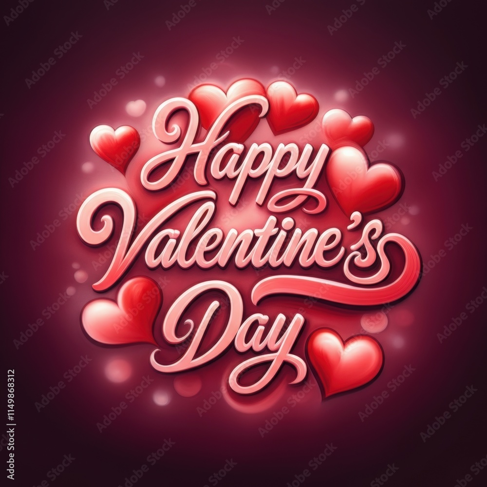 Happy Valentine's Day with decorative hearts and vibrant colors Happy Valentine's Day with decorative hearts and vibrant colors