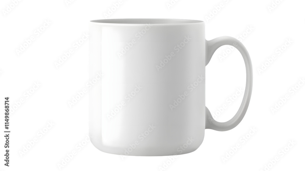 Minimalist white ceramic mug with a smooth matte surface, perfect for hot beverages or modern interiors. Isolated on transparent background Minimalist white ceramic mug with a smooth matte surface, perfect for hot beverages or modern interiors. Isolated on transparent background