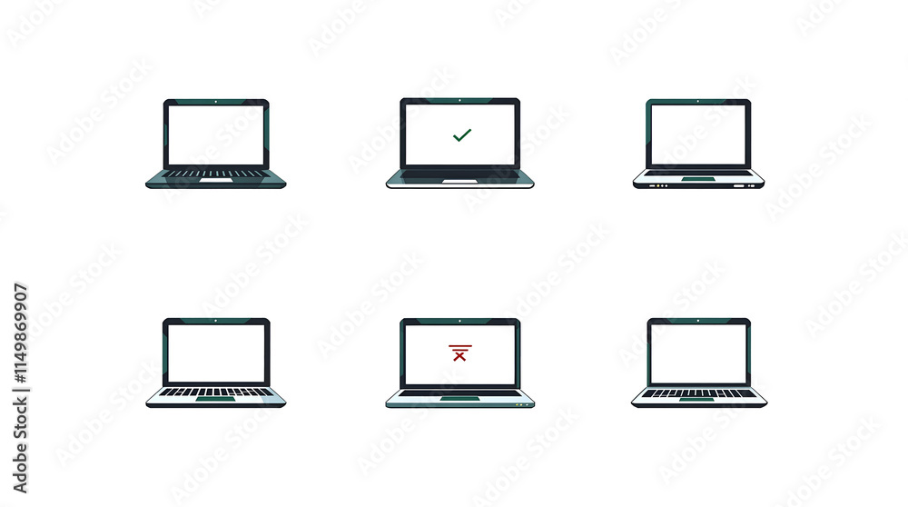 Set of Minimalist Laptop Icons